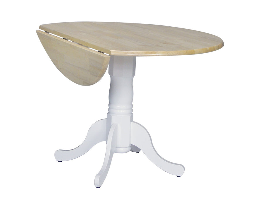 John Thomas Furniture Dining Essentials 42" Dropleaf Round Table in White/Natural