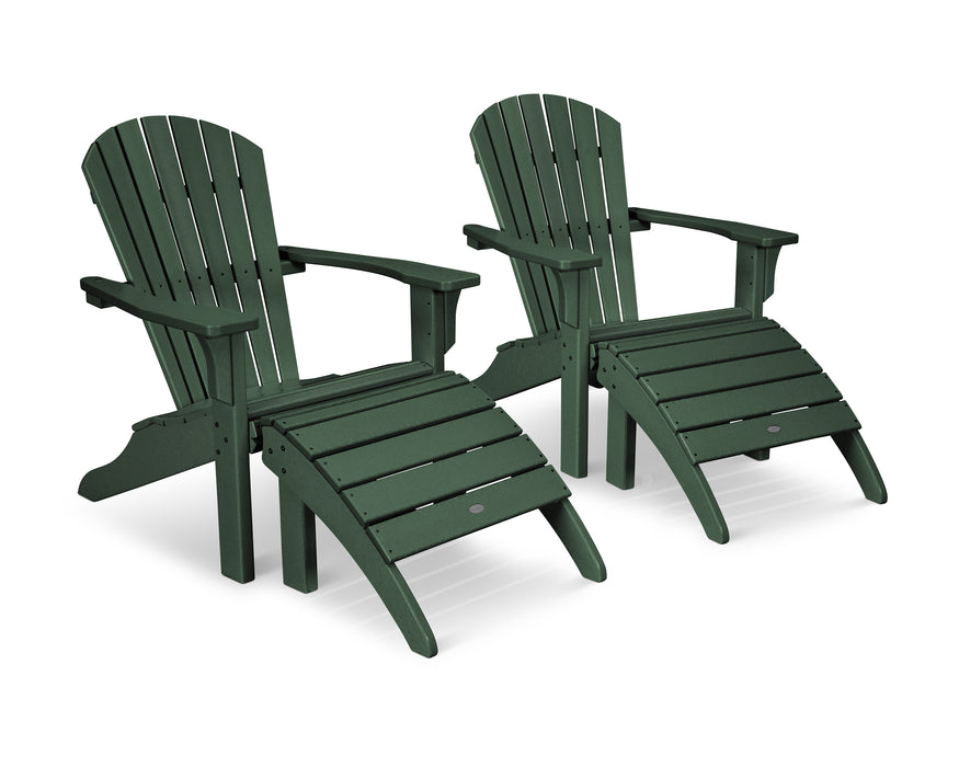 POLYWOOD Seashell Adirondack Set with Ottomans in Green image