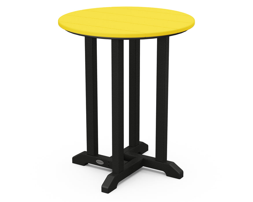 POLYWOOD Contempo 24" Round Dining Table in Black / Lemon