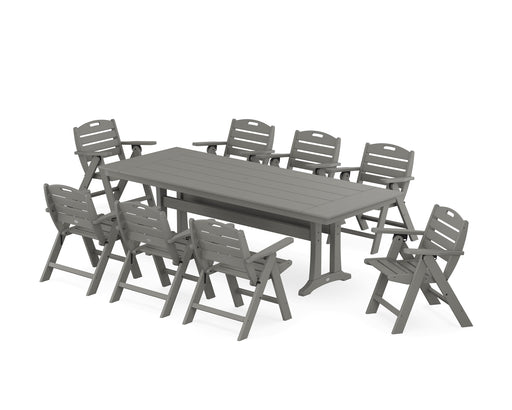 POLYWOOD Nautical Lowback 9-Piece Farmhouse Dining Set with Trestle Legs in Slate Grey image