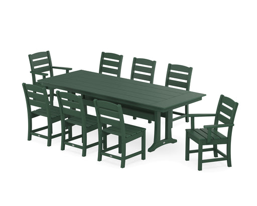 POLYWOOD Lakeside 9-Piece Farmhouse Dining Set with Trestle Legs in Green image