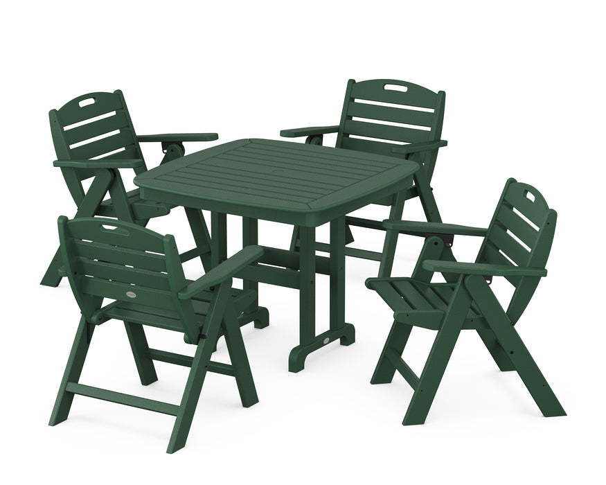 POLYWOOD Nautical Lowback Chair 5-Piece Dining Set in Green image