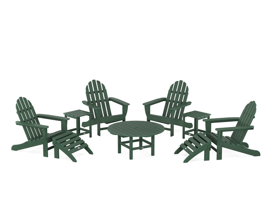 POLYWOOD Classic Adirondack Chair 9-Piece Conversation Set in Green image