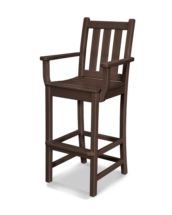 POLYWOOD Traditional Garden Bar Arm Chair in Mahogany image