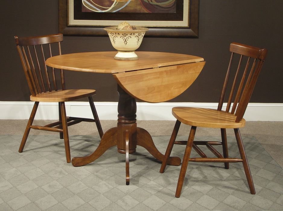 John Thomas Furniture Dining Essentials 42" Dropleaf Round Table in Cinnamon/Espresso