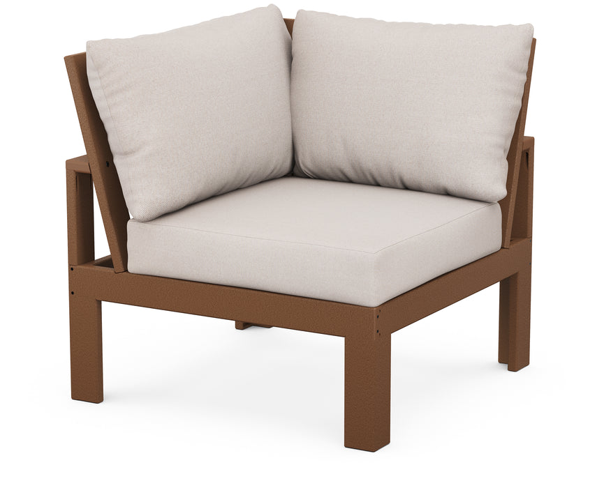 Unbranded Modular Corner Chair in Teak / Dune Burlap