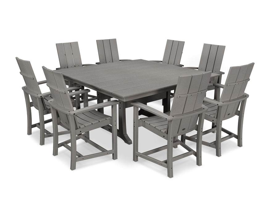 POLYWOOD Modern Adirondack 9-Piece Farmhouse Trestle Dining Set in Slate Grey