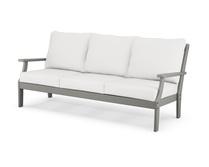 POLYWOOD Braxton Deep Seating Sofa in Slate Grey / Natural Linen