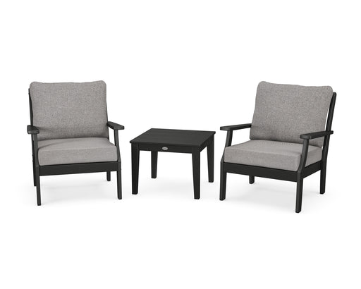 POLYWOOD Braxton 3-Piece Deep Seating Set in Black / Grey Mist image