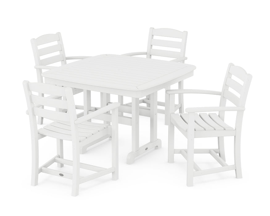 POLYWOOD La Casa Cafe 5-Piece Dining Set with Trestle Legs in White