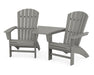 POLYWOOD Nautical 3-Piece Curveback Adirondack Set with Angled Connecting Table in Slate Grey image