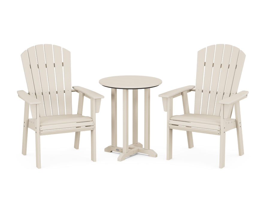 POLYWOOD Nautical Adirondack 3-Piece Round Dining Set in Sand