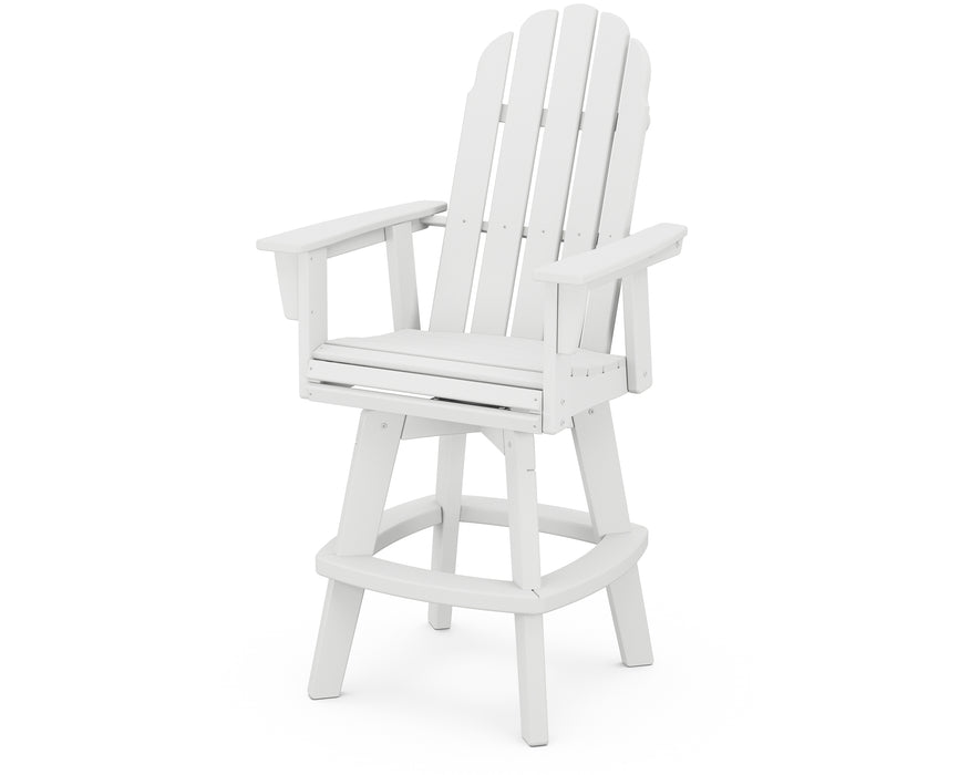 POLYWOOD Vineyard Curveback Adirondack Swivel Bar Chair in White