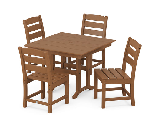 POLYWOOD Lakeside Side Chair 5-Piece Farmhouse Dining Set in Teak image