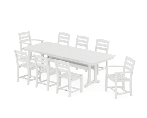 POLYWOOD La Casa Cafe 9-Piece Farmhouse Dining Set with Trestle Legs in White image