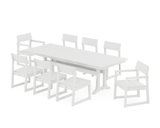 POLYWOOD EDGE 9-Piece Farmhouse Dining Set with Trestle Legs in White image