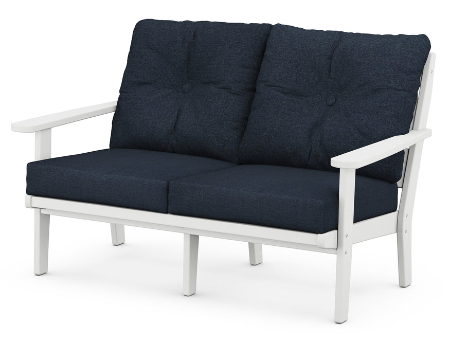 POLYWOOD Lakeside Deep Seating Loveseat in White / Marine Indigo