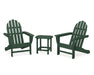 POLYWOOD Classic Adirondack 3-Piece Set with South Beach 18" Side Table in Green image