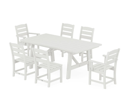 POLYWOOD Lakeside 7-Piece Rustic Farmhouse Dining Set in Vintage White image