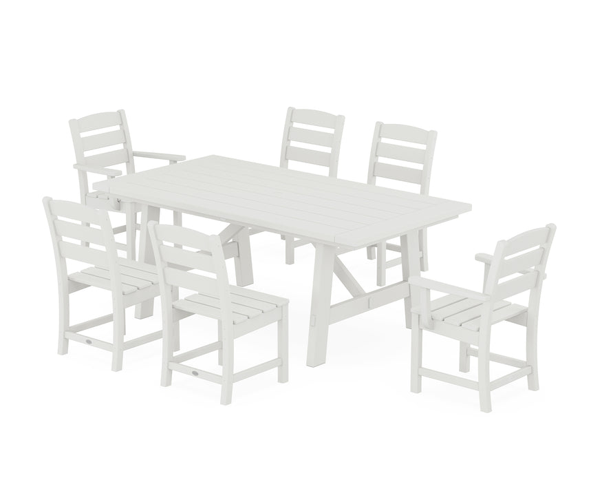 POLYWOOD Lakeside 7-Piece Rustic Farmhouse Dining Set in Vintage White image