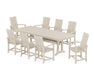 POLYWOOD Modern Adirondack 9-Piece Dining Set with Trestle Legs in Sand image