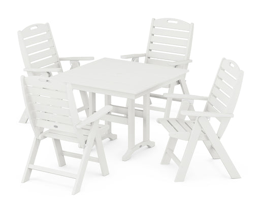 POLYWOOD Nautical Highback Chair 5-Piece Farmhouse Dining Set in Vintage White image