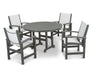 POLYWOOD Coastal 5-Piece Round Farmhouse Dining Set in Slate Grey / White Sling image