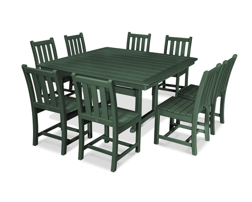 POLYWOOD Traditional Garden 9-Piece Nautical Trestle Dining Set in Green image