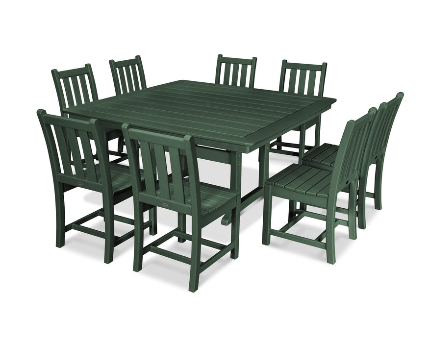 POLYWOOD Traditional Garden 9-Piece Nautical Trestle Dining Set in Green image