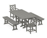 POLYWOOD Chippendale 5-Piece Farmhouse Dining Set with Benches in Slate Grey image