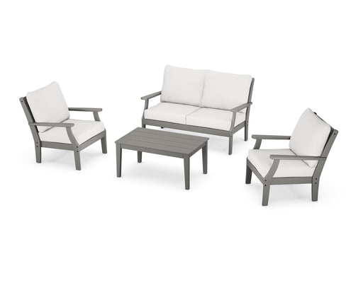 POLYWOOD Braxton 4-Piece Deep Seating Chair Set in Slate Grey / Natural Linen image