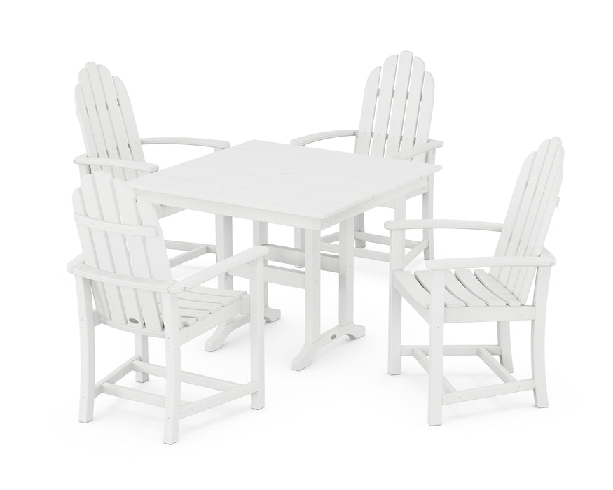 POLYWOOD Classic Adirondack 5-Piece Farmhouse Dining Set in White