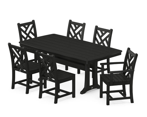 POLYWOOD Chippendale 7-Piece Nautical Trestle Dining Set in Black image