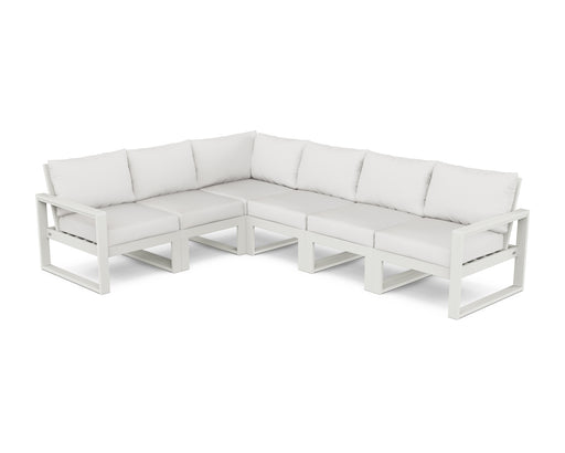 POLYWOOD EDGE 6-Piece Modular Deep Seating Set in Vintage White / Natural Linen image