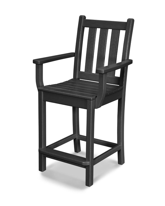 POLYWOOD Traditional Garden Counter Arm Chair in Black image