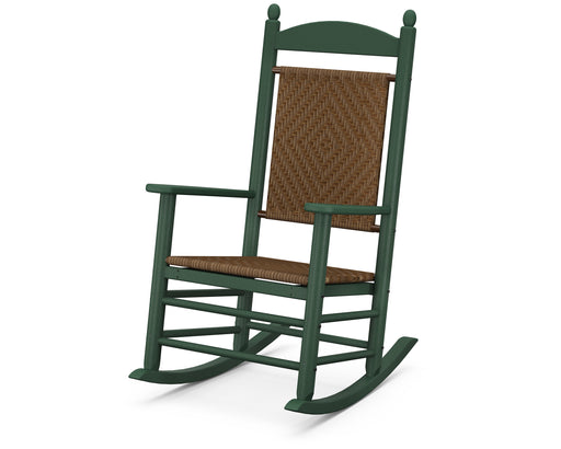 POLYWOOD Jefferson Woven Rocking Chair in Green / Tigerwood image