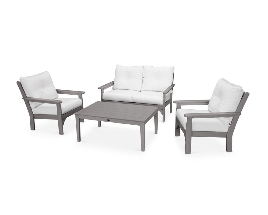 POLYWOOD Vineyard 4-Piece Deep Seating Set in Slate Grey / Natural