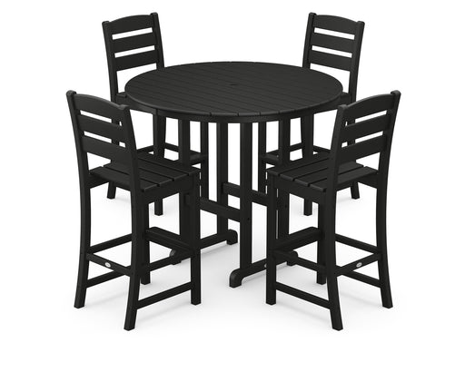 POLYWOOD Lakeside 5-Piece Round Farmhouse Side Chair Bar Set in Black image