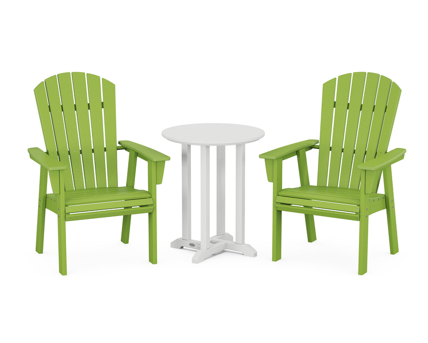 POLYWOOD Nautical Adirondack 3-Piece Round Dining Set in Lime