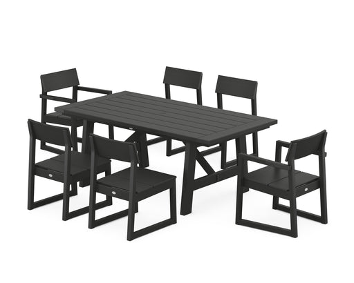 POLYWOOD EDGE 7-Piece Rustic Farmhouse Dining Set in Black image