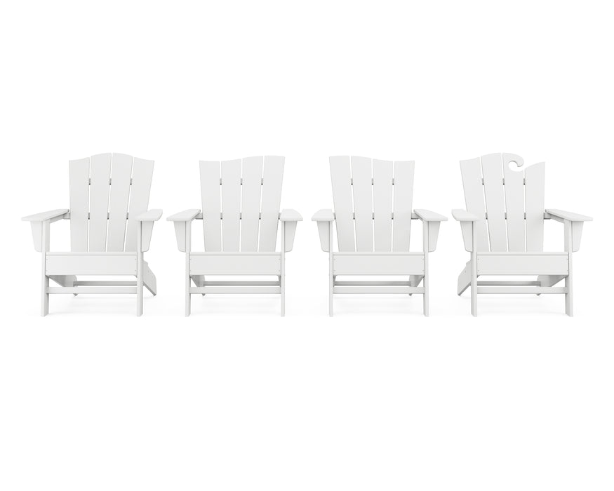 POLYWOOD Wave Collection 4-Piece Adirondack Chair Set in White