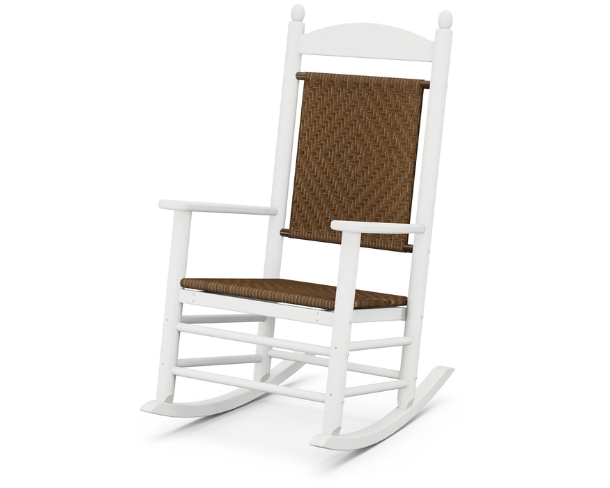 POLYWOOD Jefferson Woven Rocking Chair in White / Tigerwood image