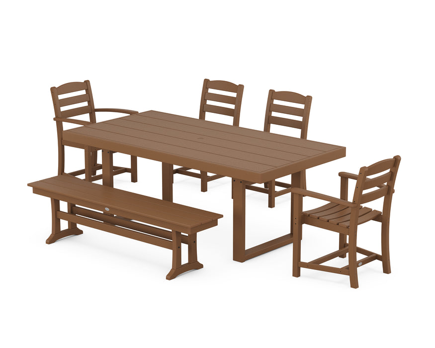 POLYWOOD La Casa Cafe 6-Piece Dining Set with Bench in Teak