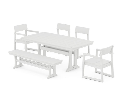 POLYWOOD EDGE 6-Piece Dining Set with Trestle Legs in White image