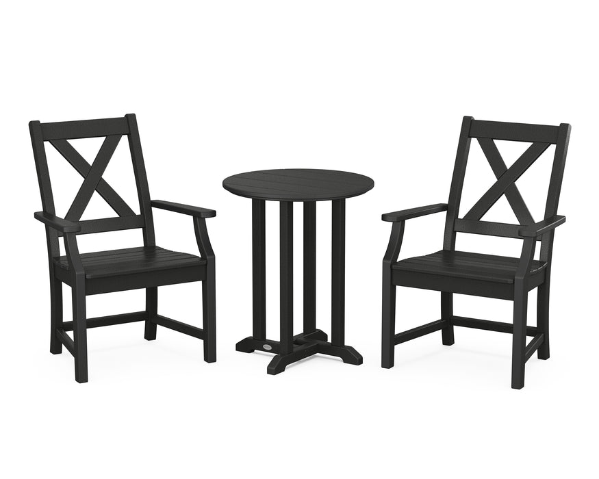 POLYWOOD Braxton 3-Piece Round Dining Set in Black