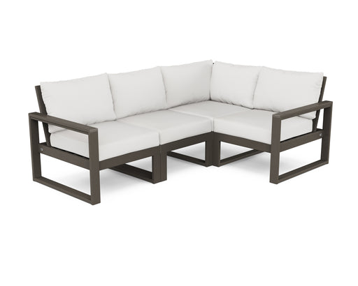 POLYWOOD EDGE 4-Piece Modular Deep Seating Set in Vintage Coffee / Natural Linen image