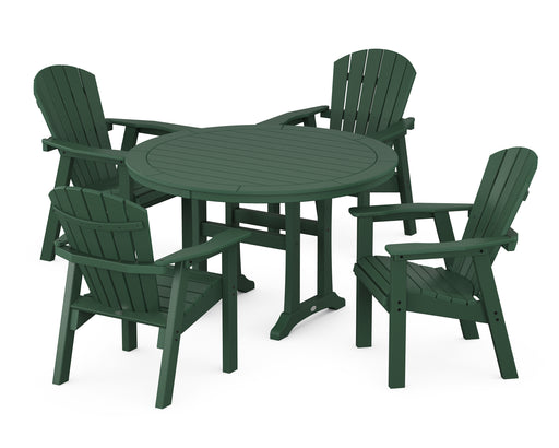 POLYWOOD Seashell 5-Piece Round Dining Set with Trestle Legs in Green image