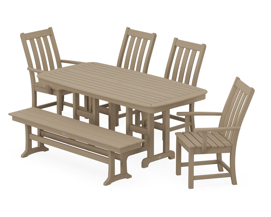 POLYWOOD Vineyard 6-Piece Dining Set with Bench in Vintage Sahara