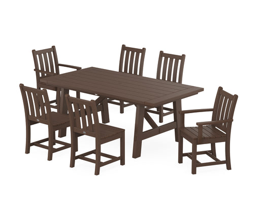 POLYWOOD Traditional Garden 7-Piece Rustic Farmhouse Dining Set in Mahogany image