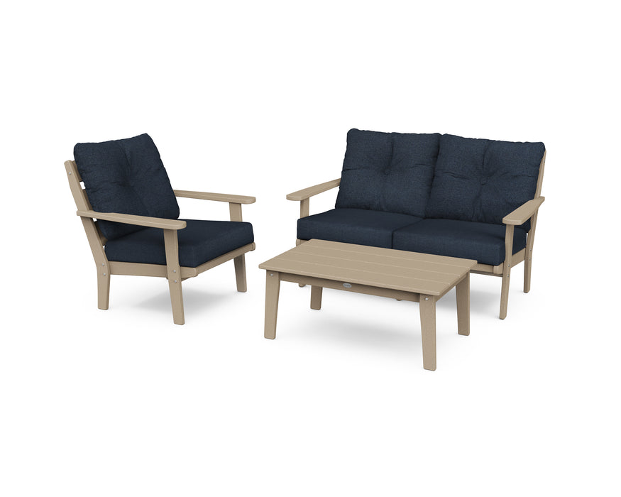 POLYWOOD Lakeside 3-Piece Deep Seating Set in Vintage Sahara / Marine Indigo